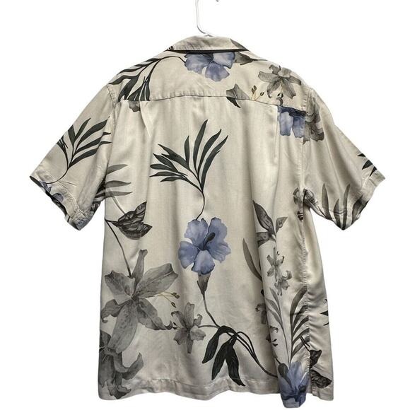 Caribbean Joe 100% Silk Men Button Up SS Shirt Size M EUC Beach Festival - Picture 2 of 6